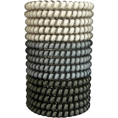 Hodooly 15 Pcs Spiral Hair Ties, Coil elastics Hair Ties, Gray Medium Spiral Hair Ties,No Crease Hair Coils, Telephone Cord Plastic Hair Ties