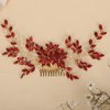 Rumtock Red Rhinestones Beads Hair Comb for Women Wedding Bridal Handmade Pearl Headpiece Special Occasion
