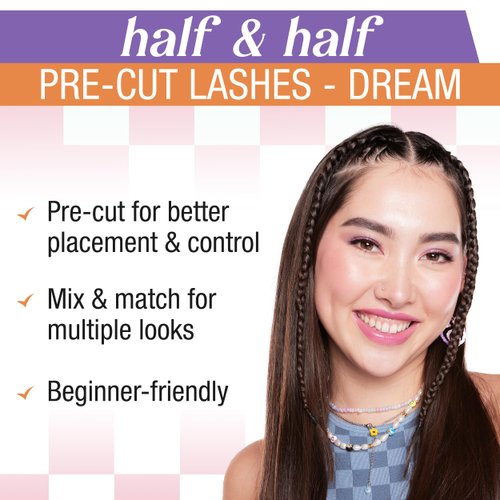 Ardell Winks Half & Half Pre-Cut Lashes Dream, False Eyelashes, DIY Lash Cluster for Cat Eye Look, Wispy Strip, 1-Pack
