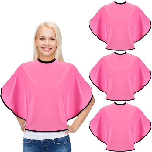 SATINIOR 4 Pieces Barbers Cape Salon Cape Makeup Cape Waterproof Hair Color Cape Hair Cutting Cape for Women, Men and Kids (Rose Red)