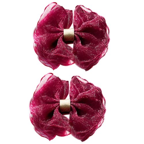 Organza Hair Bow Clip for Girls Beleki 2PCS Hair Bows Tulle Mesh Bow Alligator Hair Clips Princess Hairpins Barrettes Hair Accessories for Women Girls Teens Toddlers, Burgundy