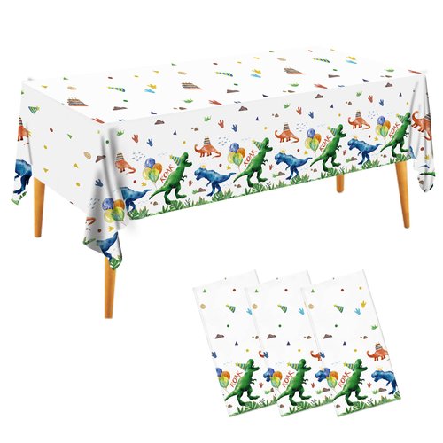 3pcs Dinosaur Party Supplies Dinosaur Tablecloth Disposable Watercolor Dinosaur Birthday Table Cover Plastic Rectangular Table Cover for Boys Kids Birthday Party Dinosaur Party Decorations 54"x108"