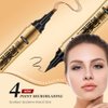 2 in 1 Microblading Eyebrow Pen & Liquid Eyeliner Pen, New Microblading Eyebrow Pen Tattoo Pencil 4 Fork Tip with Eyeliner Pen, Natural Looking Waterproof Eyebrow Pencil (02# Dark Brown)