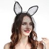 LSHDXD Halloween Headband Cat Ears Lace Veil Hair Band Headdress for Women, Perfect Hair Accessories for Halloween Ball Party Masquerade and Cosplay.