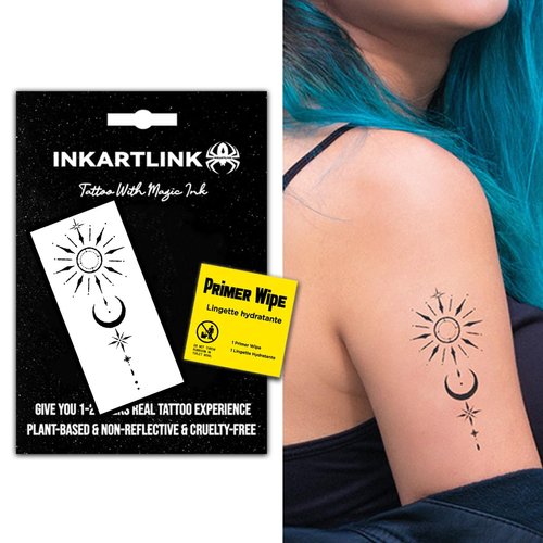 INKARTLINK Semi Permanent Tattoos, Temporary Tattoos for Girls, Party Tattoos, Waterproof, Natural and Realistic, Cruelty-free, Easy to Apply (Sun and Moon Glory)