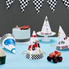 WERNNSAI Race Car Birthday Party Hats - 12 PCS Racing Party Supplies Paper Cone Hats Headwear for Kids Boys Checkered Race Party Decoration