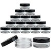 50 New Empty 5 Grams Acrylic Clear Round Jars - BPA Free Containers for Cosmetic, Lotion, Cream, Makeup, Bead, Eye shadow, Rhinestone, Samples, Pot, Small Accessories 5g/5ml (BLACK LID)