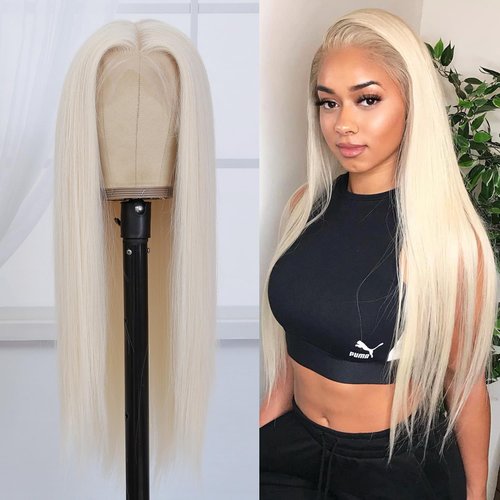 Amarlis Platinum Blonde Lace Front Wigs for Women,13x5x1 HD Lace Front Wig Pre Plucked Ready to Wear Synthetic Wigs for Daily Use(Platinum Blonde)