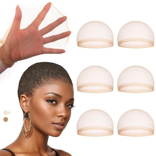 IDN BEAUTY HD Wig Cap for Women Invisible and Breathable Caps for Lace Front Wigs High-Elastic Stretchy Sheer Nylon Wig Caps Natural Transparent HD Ultra-thin Wig Caps 6PCS Nude/Light Brown