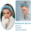 LOVNFC Spa Headband For Washing Face Green Set With 1 Makeup Headband & Hair Claw Clips & 2 Wrist Band for Women Make up Cute Fluffy Skincare Headband Valentine’s Day Gift Set for Girls