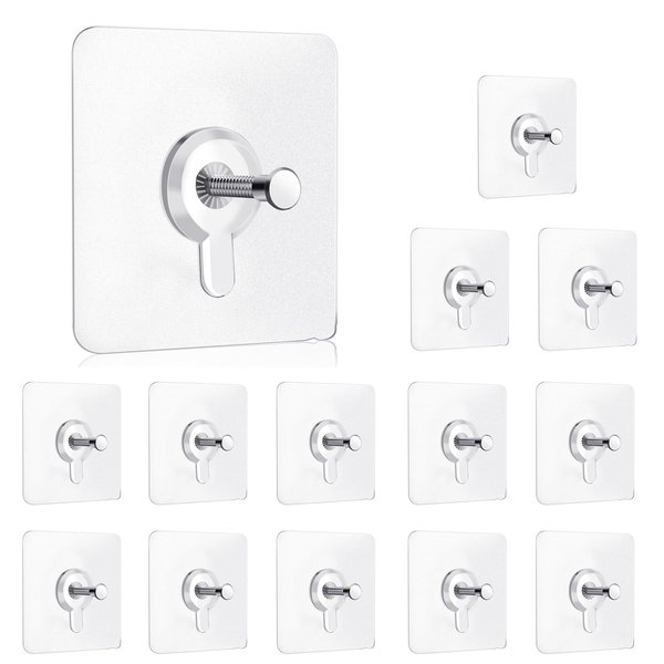Daewiutr Adhesive Wall Hooks 13lb Max, Picture Hangers Without Nails 14PCS