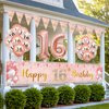 Sweet 16th Birthday Decorations for Girls, Rose Gold Sweet Happy 16th Banner Confetti Balloons, Triangle Flag Pennant Bunting,16th Foil Balloons for 16th Girls Kids Birthday Party Supplies Decor