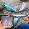 Sougayilang Jigs Fishing Lures Sinking Metal Spoons Micro Jigging Bait with Treble Hook for Saltwater Freshwater Fishing-A-2.56in/1.16oz-5PCS with Box