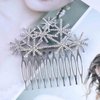 Iaceble Rhinestone Snowflake Hair Comb Barrette Silver Snow Hair Side Comb Crystal Weddings Headpieces Chirstmas Cz Snowflake Hair Piece Decorative Hair Accessories for Women and Girls Headdress