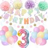 BRT Bearingshui 3th Birthday Decorations, 40 Inch Rainbow Gradient Number 3 Balloon, 3th Birthday Balloon, Happy Birthday Banner, Children’s 3th Birthday Party Supplies for Kids