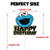 Cookie Monster Happy Birthday Cake Topper - Blue Glitter Happy Birthday - Birthday Party Cartoon Decorations Supplies - Cake Decoration for Girls or Boys