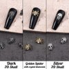 40 Pcs Punk Nail Art Skull Nail Charms 3D Spider Nail Studs w Rhinestones Metal Punk Vintage Alloy Skeleton Nail Sticker Jewelry Nail Design Glitters cool for Nails Makeup Cellphone Halloween Cosplay