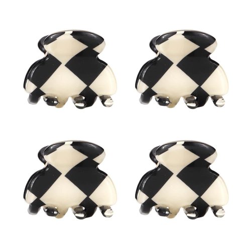 4 PCS Checkered Claw Clip Mini Hair Clips for Women Girl Fine Hair 1 Inch Hair Clips Black and White Checkered decorative Small Jaw Clips for bangs Braids