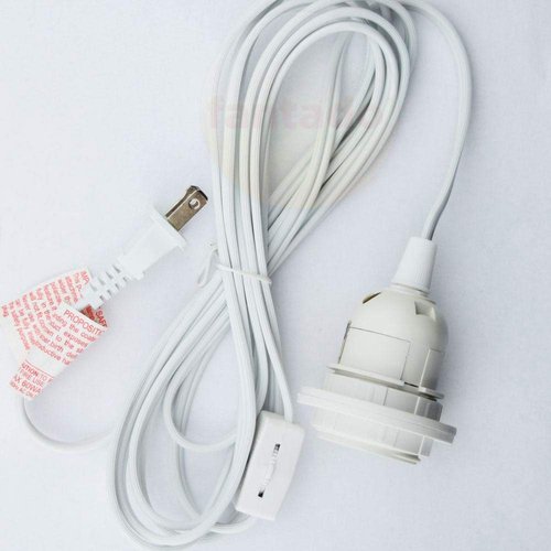 fantado 15FT Hanging Pendant Light Cord by PaperLanternStore - Compatible with Incandescent, CFL or LED - Features an Easy On/Off Switch - Color: White - UL Listed