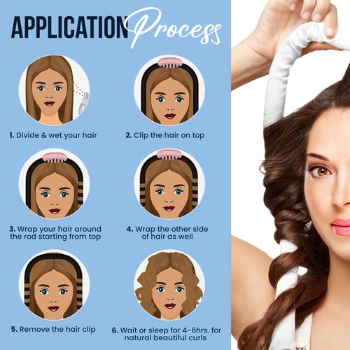 Satin Heatless Curling Rod Set, Hair Rollers for Curls, Premium Satin for Voluminous Curls Overnight Curls to Sleep in Heatless Curling Rod Headband Hair Wrap Set All Hair Types (Fashion Blue, Medium)