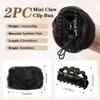 HANYUDIE Space Bun Hair Pieces 2PCS Claw Clip in Hair Bun Mini Bun Hair Scrunchies Extension for Women Girls Natural Black