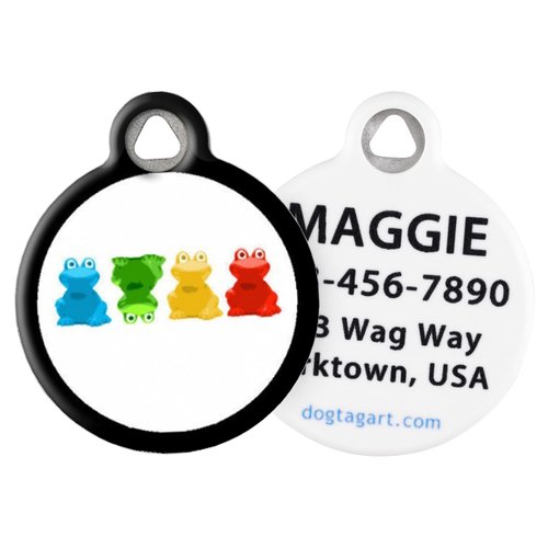Dog Tag Art Cute Animal Custom Pet ID Tag for Dogs and Cats, Personalized Dog Tag with Customized Identification Information, Crazy Frogs, Small (7/8" Diameter)