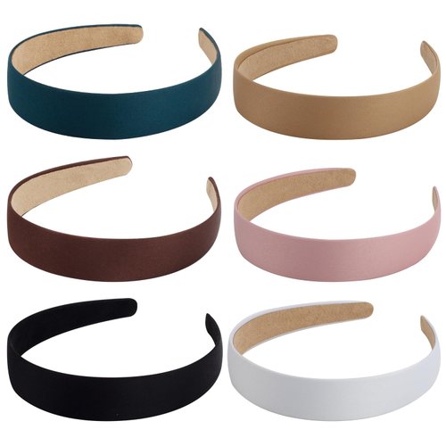 LYroo 6 Pack Wide Headbands for Women Girls Plain Soft Satin Head Bands Red White Black Headband Women Non Slip Hair Accessories Women Girls