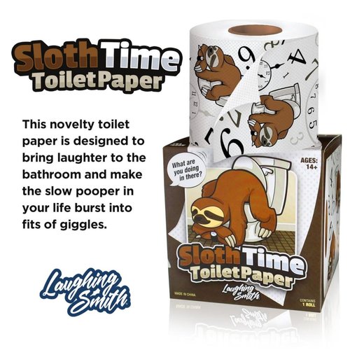 Sloth Time Funny Toilet Paper - Gag Gifts for Men, Women, Kids & Teens - Joke Novelty Toilet Roll - Prank Stuff for Adults - Sloth Themed Gifts - Birthday, Anniversary & April Fools - Laughing Smith