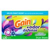Gain + Odor Defense Fabric Softener Dryer Sheets, Super Fresh Blast Scent, 120 ct