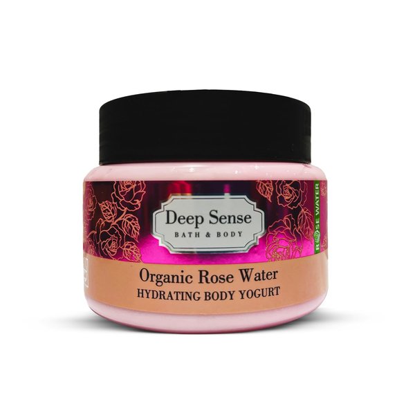 DEEP SENSE ORGANIC ROSE WATER MOISTURIZING LOTION with Hyaluronic Acid & Shea Butter, Travel Size Body Lotion, Vitamin C Body Lotion, 8.Fl OZ, Hand & Body Moisturizer, Rose Scented Lotion