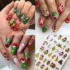 4 Sheets Christmas Nail Art Stickers Cute Green Monster 5D Self-Adhesive Xmas Nails Decals Designs Winter Funny Cartoon 3D Christmas Nail Stickers Decals Supplies for Women Nail DIY Art Decoration