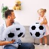 Jetec 2 Pcs Sports Pillow Fluffy Soft Throw Pillow Cute Shaped Sports Decor Round Plush Pillow Sport Theme Cushion Stuffed Pillow for Bedroom Decoration (Soccer)