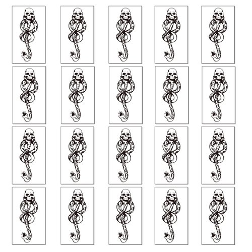 20 Sheets Death Eater Tattoo Snake Dark Mark Temporary Tattoo Horror Fake Tattoos Skull for Halloween Costume Party