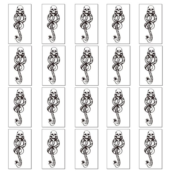 20 Sheets Death Eater Tattoo Snake Dark Mark Temporary Tattoo Horror Fake Tattoos Skull for Halloween Costume Party