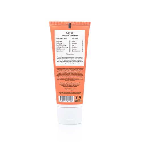 Q+A Ginger Root Daily Moisturizer. A calming face moisturizer packed with antioxidants. 75ml/2.5fl.oz