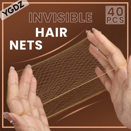 YGDZ Hair Nets, 40pcs Invisible Hair Net for Ballet Buns, Small Elastic Edge Mesh, 40pcs U Shaped Pins, 10pcs Hair Elastic Bands, Bun Net, Wig Nets for Ballet Dance, Girl, Kid (30cm, Light Coffee)