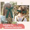 DEEKA Dark Green Cotton Linen Hair Bows 2 Sizes 5"&3.5" Soft Hair Bow set for Toddler Girls Long Ponytail Knot Bows Alligator Clip Hair Accessories for Little School Girls (Dark Green)