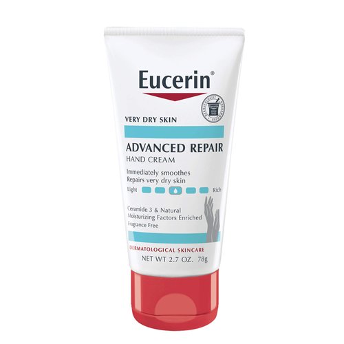 Eucerin Advanced Repair Hand Cream, Travel Size Hand Cream for Dry Hands, Unscented Hand Moisturizer Enriched with Ceramides, 2.7 Oz Tube
