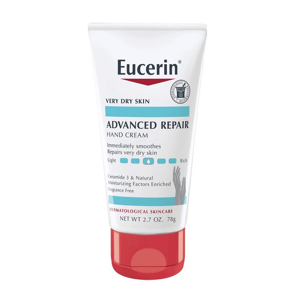 Eucerin Advanced Repair Hand Cream, Travel Size Hand Cream for Dry Hands, Unscented Hand Moisturizer Enriched with Ceramides, 2.7 Oz Tube