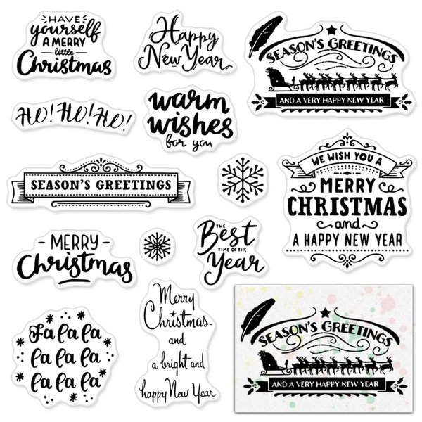 Christmas Words Clear Stamps for Card Making Decoration and Scrapbooking Supplies, Blessing Words Transparent Rubber Stamps with Sentiment for Paper Card Photo Album Crafting Supplies