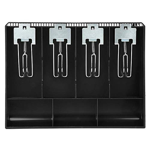Cash Drawer Register Insert Tray Replacement Cashier with Metal Clip 4 Bills 3 Coins for Petty Cash Money Storage Box(Black)