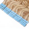 Hairro Remy Tape in Hair Extensions 16 Inch 20pcs 50g Wavy Human Hair Highlight Body Wave Hair Seamless Skin Weft Glue in Human Hairpieces 2 Tones Balayage #18/613 Ash Blonde Mix Bleach Blonde