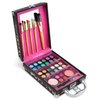 Vokai Makeup Kit Gift Set - Leopard Print Travel Case 24 Eye Shadows 4 Lip Glosses 2 Blushes 5 Brushes 1 Eye Liner Pencil - Case with Carrying Handle