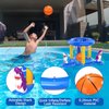 W-Plus Pool Floats Toys Games Set, 2-in-1 Ring Toss & Basketball Hoops Games for Kids Teens & Adults Swimming Pool Pool Lake Ocean Backyard Parties Water Game (Blue)