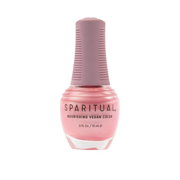 SpaRitual Nourishing Vegan Nail Polish 'Cherry Blossoms Blooming' | Light Pink Shimmer Nail Color from the Inspiring Collection | 0.5 fl oz