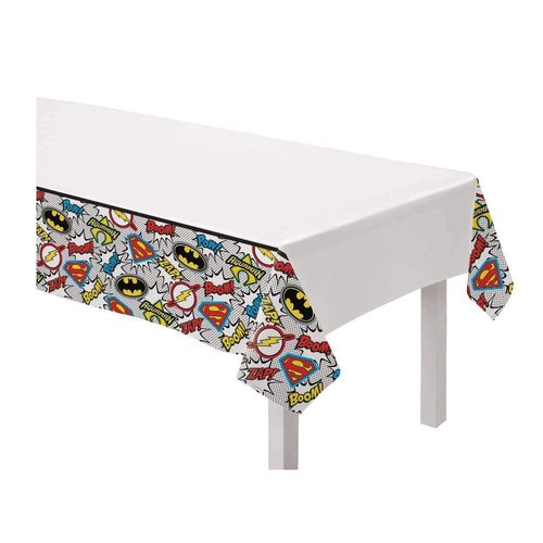 Justice League Heroes Multicolor Plastic Table Cover - 54" x 96" (1 Pc) - Disposable Tablecloth - Perfect for Kids Parties & Birthdays