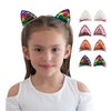 Summer Crystal 4 Pairs Sequins Cat Ears Kitty Ears Hair Clips - For Girls and Women - Stylish Hair Accessory for Birthdays, Costumes, Halloween, Holidays, and Parties (4Pairs BFFP)