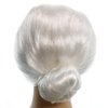 Skeleteen White Old Lady Wig - White Granny Costume Accessories Wig with Bun for Adults and Kids