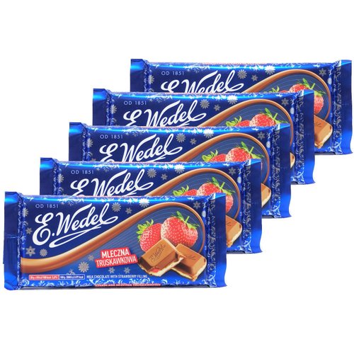 E. Wedel Milk Chocolate with Strawberry Filling, 3.53 Ounce (Pack of 5)