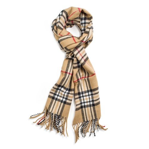 VERONZ Super Soft Luxurious Classic Cashmere Feel Winter Scarf (Camel Plaid)